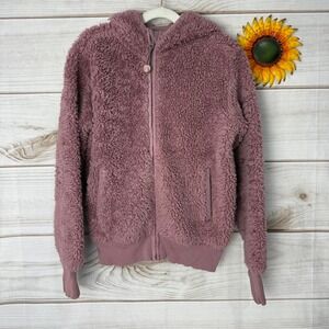 Athleta Girl So Snug Sherpa Fleece Zip Up Hoodie Jacket Girls Size M 8-10